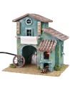 Cabaña de madera con horno funcional de 20x16x21 cm h