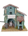 Cabaña de madera con horno funcional de 20x16x21 cm h