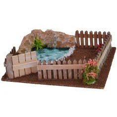 Recinto con estanque de 19x15x5 cm de altura, base, ser, recinto.