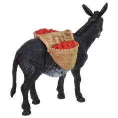 Burro con carga de tomates cm 10x3x8 h altura, estatuas. 2