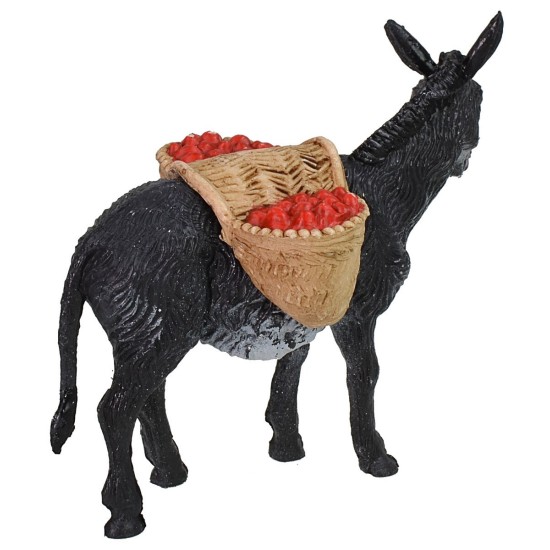 Burro con carga de tomates cm 10x3x8 h altura, estatuas.