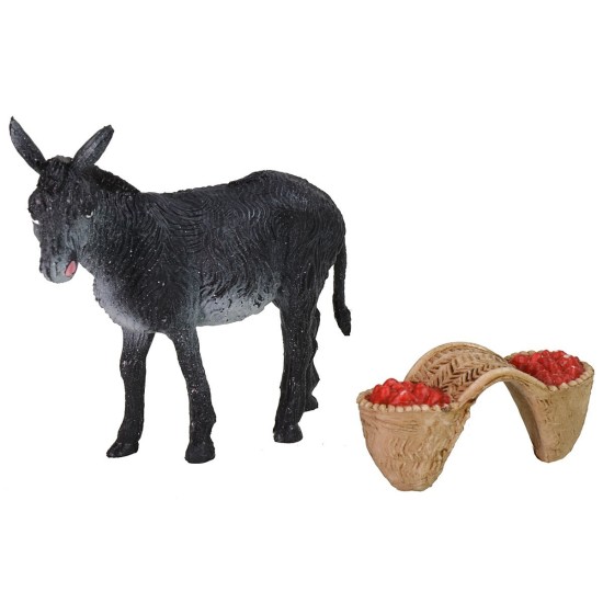 Burro con carga de tomates cm 10x3x8 h altura, estatuas.
