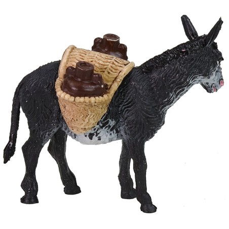 Burro con carga de ánforas cm 10x3x8 h altura, estatuas, burro.
