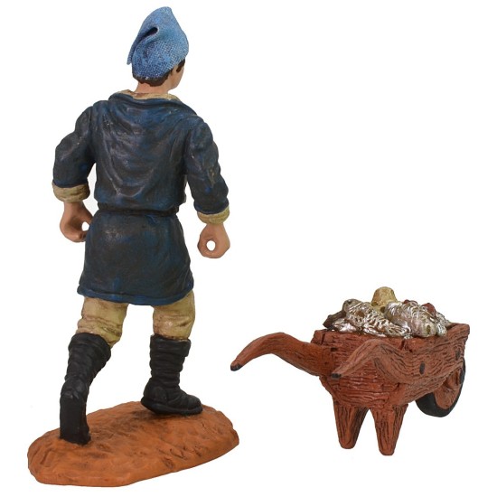 Uomo con carriola di pesci cm 10 Oliver state presepe