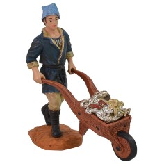 Uomo con carriola di pesci cm 10 Oliver