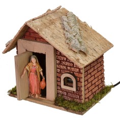 Donna che esce e apre la porta serie Landi 10 cm Mondo Presepi