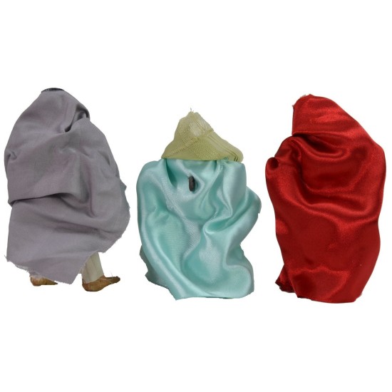 Juego de 3 Reyes Magos de 11-12 cm con vestimenta de tela, magos.