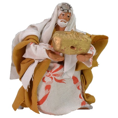 Conjunto de 3 Reyes Magos de 9 cm con vestimenta de tela, son estatuas.