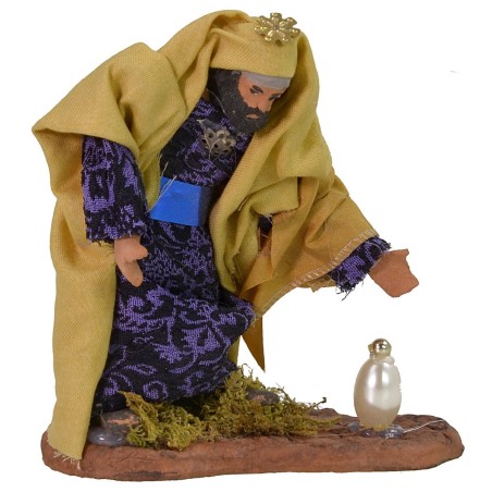 Conjunto de 3 Reyes Magos de 11 cm con vestimenta de tela básica, tela, altura