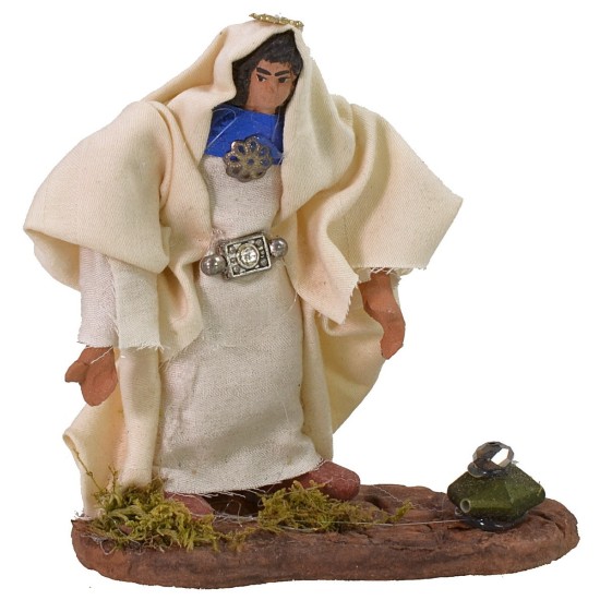 Conjunto de 3 Reyes Magos de 11 cm con vestimenta de tela básica, tela, altura