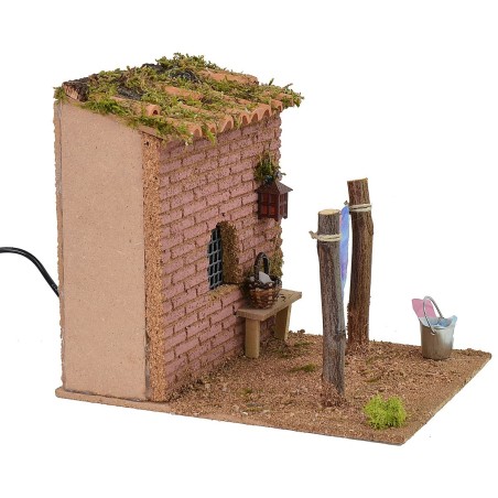 Tendedero con paños ondeantes y linterna funcionando cm