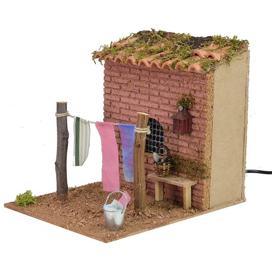 Drying rack with waving clothes and functioning lantern cm