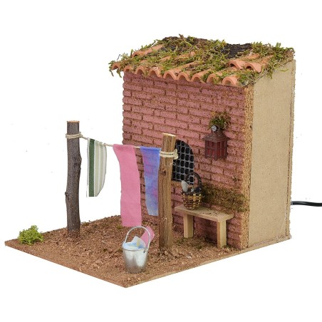 Drying rack with waving clothes and functioning lantern