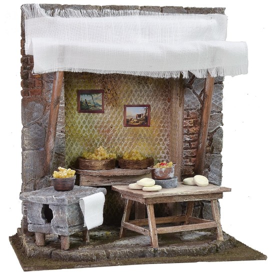 Pasture setting with wood oven for presepe cm 24,5x17, 5x26 h