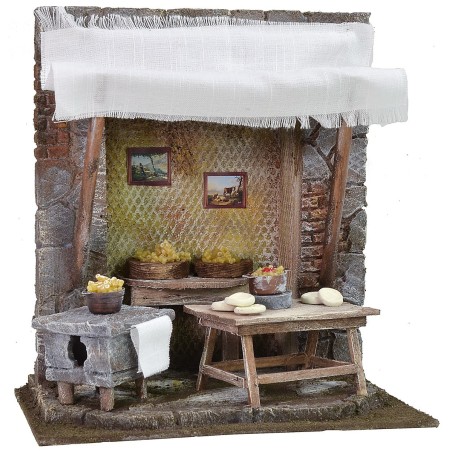 Pasture setting with wood oven for presepe cm 24,5x17, 5x26 h