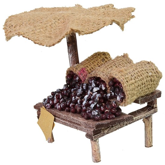 Bancarella con castagne e ombrellone cm 8,5x7x12 h bancarelle