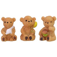 Set 3 orsetti in resina cm 1,8 h