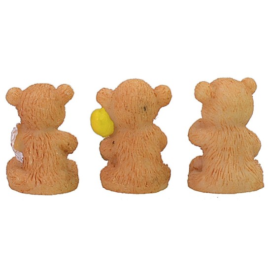 Juego de 3 ositos de resina de 1,8 cm de altura, estatuas.