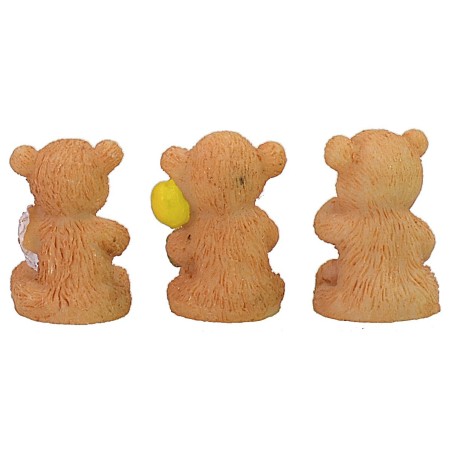 Set 3 orsetti in resina cm 1,8 h resina, altezza, statue