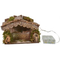 Cabaña con luces LED a pilas de 15x10x12 cm de altura, cabaña.