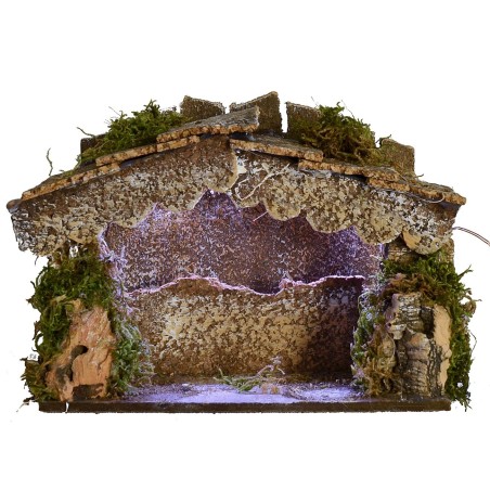 Cabaña con luces LED a pilas de 15x10x12 cm de altura, cabaña.