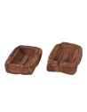 Juego de 2 cajas de terracota de 3,7x2,9x1,1 cm de altura.