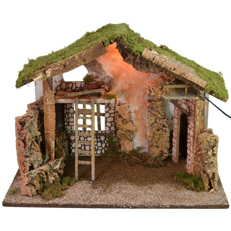 Capanna con scala e fienili illuminata cm 60x34x44 h altezza