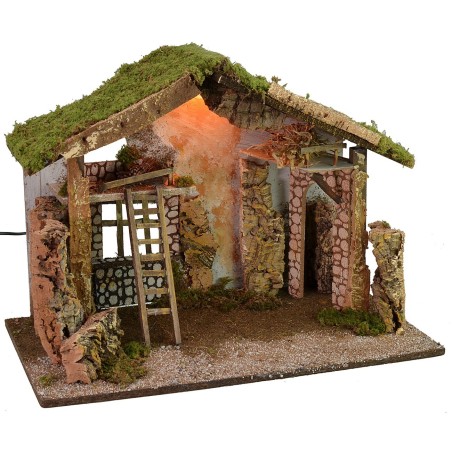 Capanna con scala e fienili illuminata cm 60x34x44 h altezza