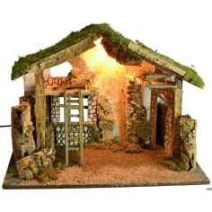 Cabaña con escalera y graneros iluminados de 60x34x44 cm de altura. 2