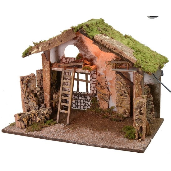 Capanna con scala e fienili illuminata cm 60x34x44 h altezza
