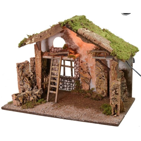 Capanna con scala e fienili illuminata cm 60x34x44 h
