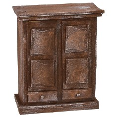 Armario de madera envejecida con puertas y cajones de