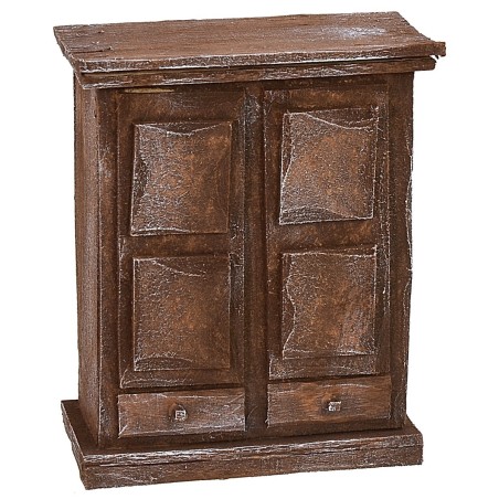 Armario de madera envejecida con puertas y cajones de