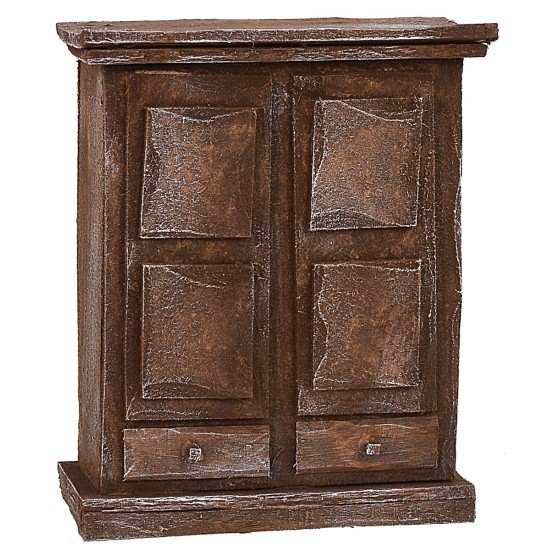 Armario de madera envejecida con puertas y cajones de