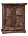 Armario de madera envejecida con puertas y cajones de