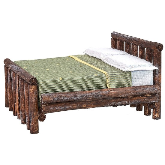 Cama de madera envejecida de dos plazas cm 11x13,5x8 h madera