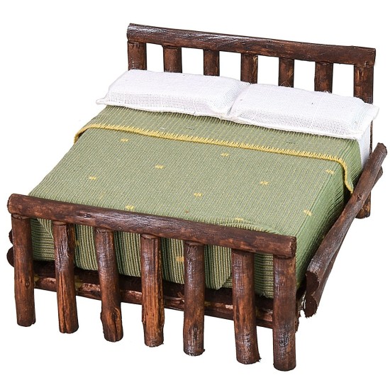 Letto in legno antichizzato a due piazze cm 11x13,5x8 h