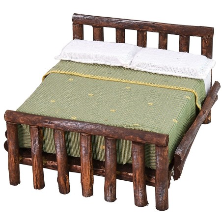 Cama de madera envejecida de dos plazas cm 11x13,5x8 h
