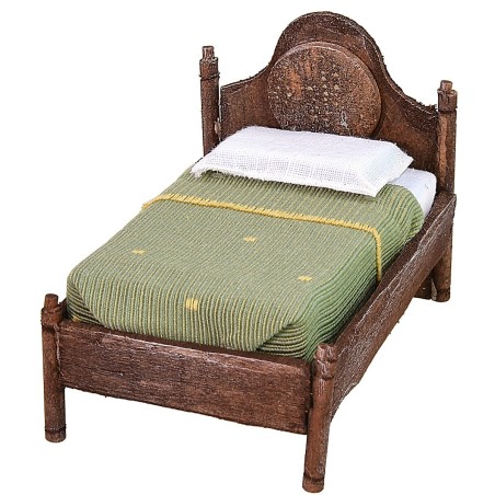 Single bed in antiqued wood with relief cm 8x13,5x10 h