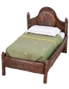 Single bed in antiqued wood with relief cm 8x13,5x10 h