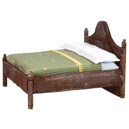 Wooden double bed with wavy headboard cm 12x13,5x10 h