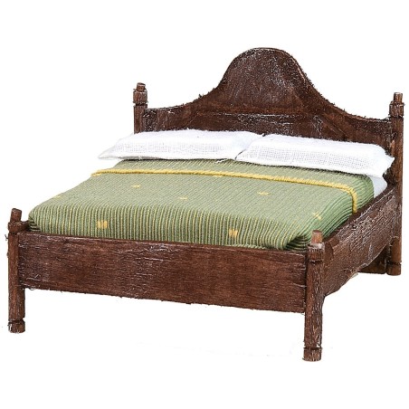 Wooden double bed with wavy headboard cm 12x13,5x10 h