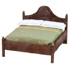 Wooden double bed with wavy headboard cm 12x13,5x10 h