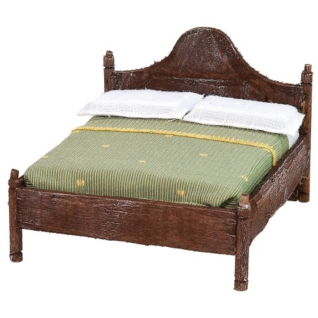 Wooden double bed with wavy headboard cm 12x13,5x10 h