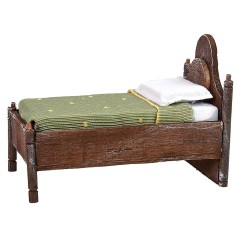 Cama individual de madera con cabecera ondulada de 7x11x8 cm de madera. 2