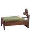 Cama individual de madera con cabecera ondulada de 7x11x8 cm h