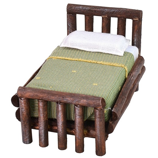 Cama de madera envejecida de una plaza cm 7,5x11x7 h