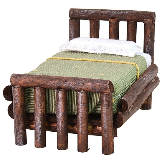 Cama de madera envejecida de una plaza cm 7,5x11x7 h