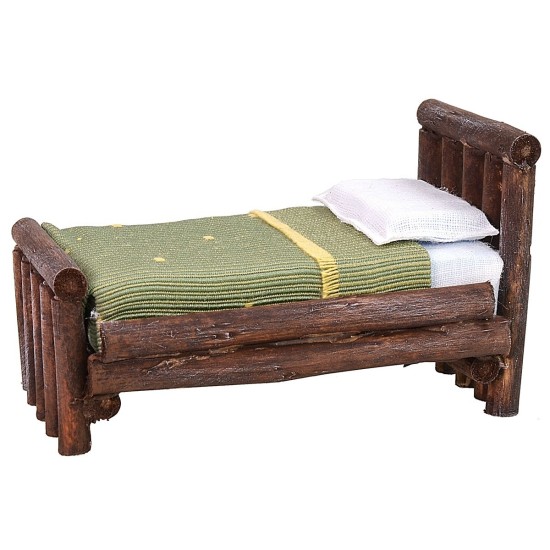 Cama de madera envejecida de una plaza de 7,5x11x7 cm h madera