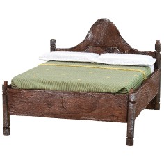 Cama de matrimonio de madera con cabecero ondulado de 10x11x8 cm h. 2